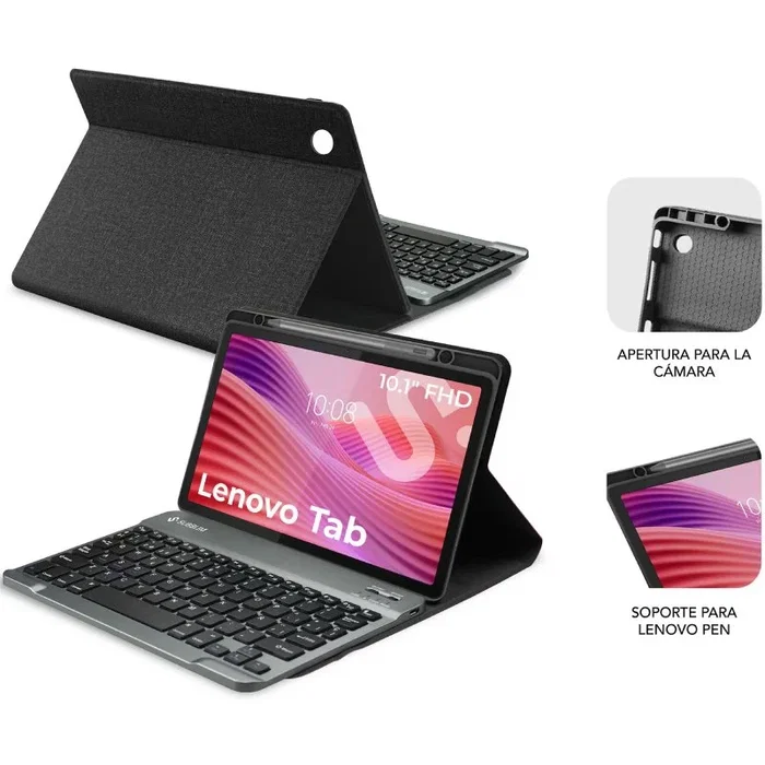 Subblim Funda con Teclado Shock Case para Lenovo Tab 10.1" 2025, Negra